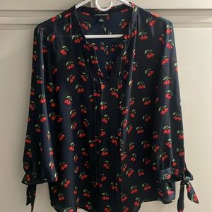 Women’s large blouse, Navy blue with 🍒 cherries